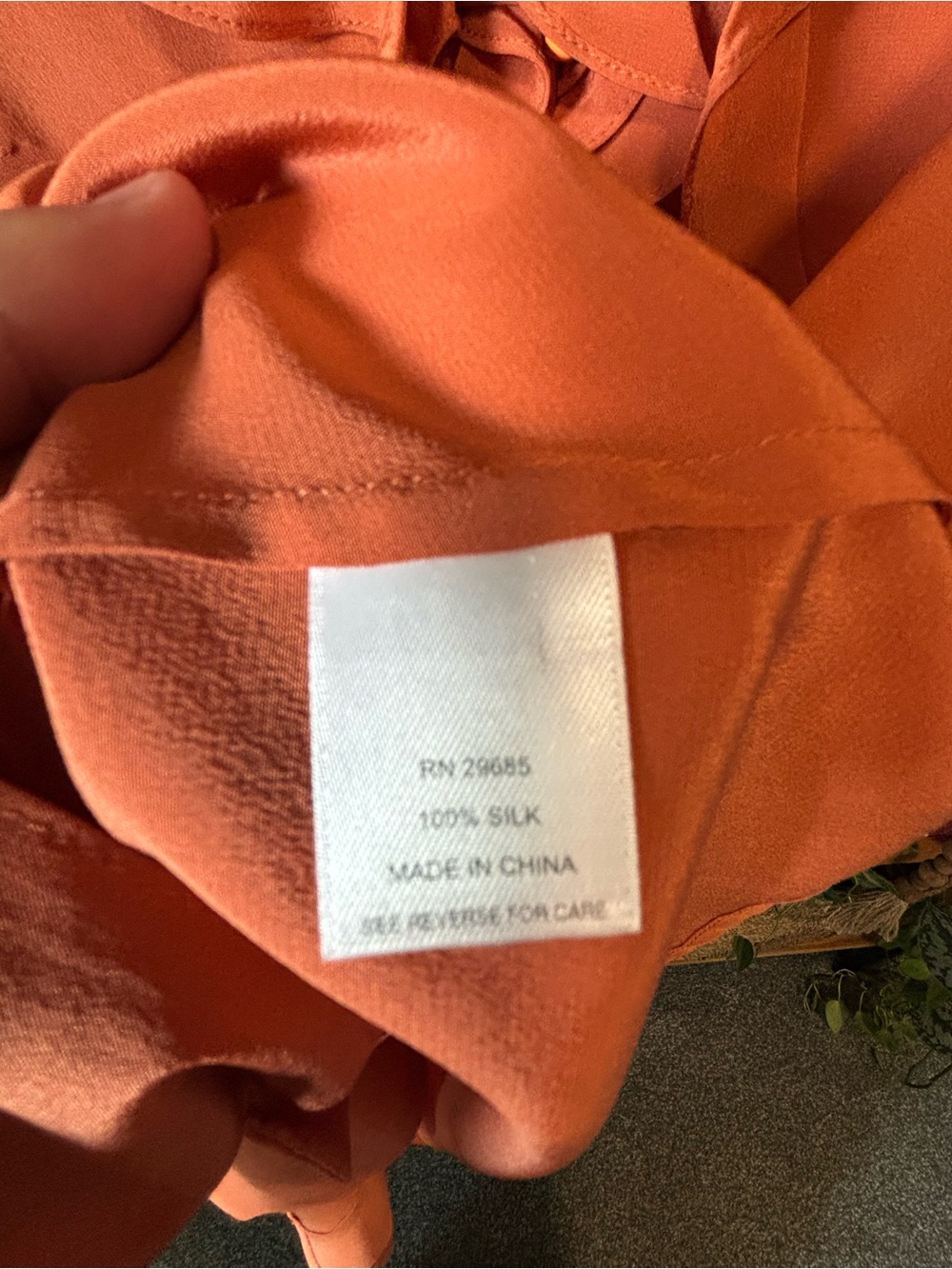 Pendleton 100% Silk Orange Ruffle Front Short-Sleeve Blouse | Size 6 - Picture 5 of 6